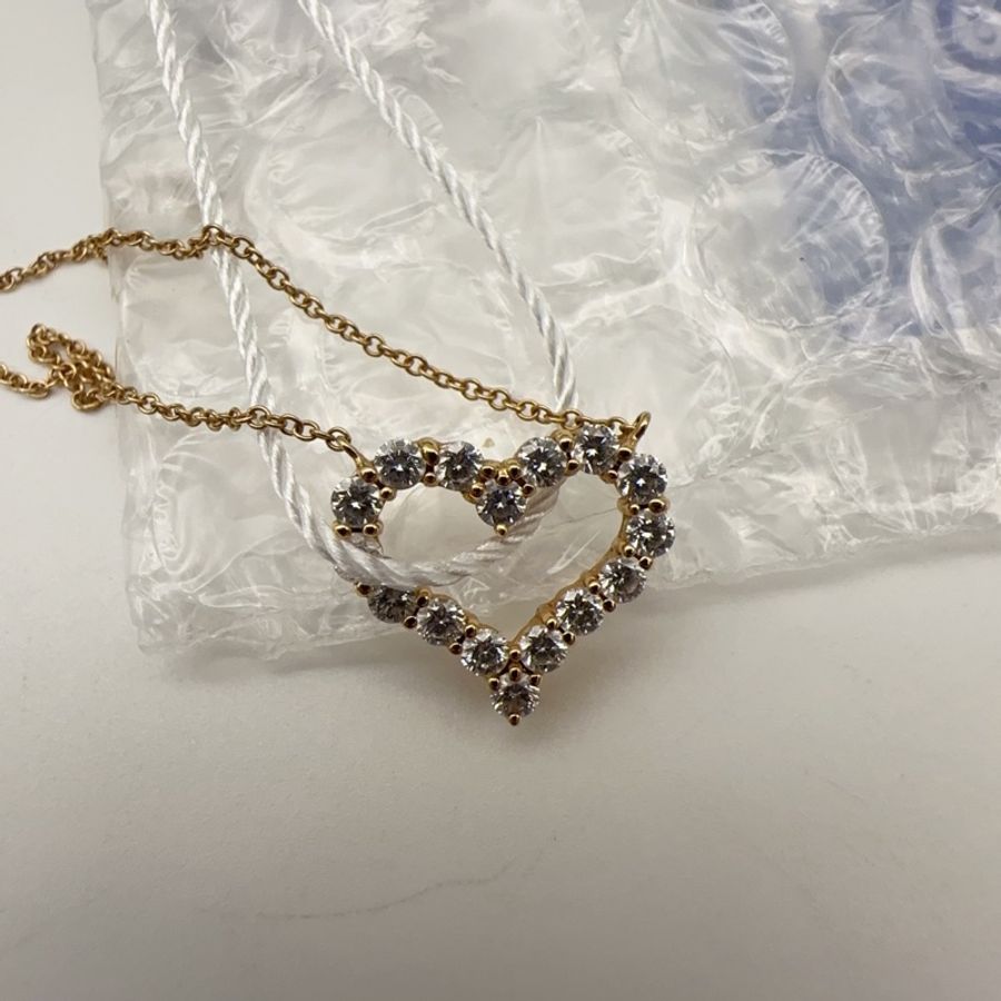 Tiffany & Co.蒂芙尼 愛心 滿鑽 項鍊 中號 直徑15mm 附件盒子-3