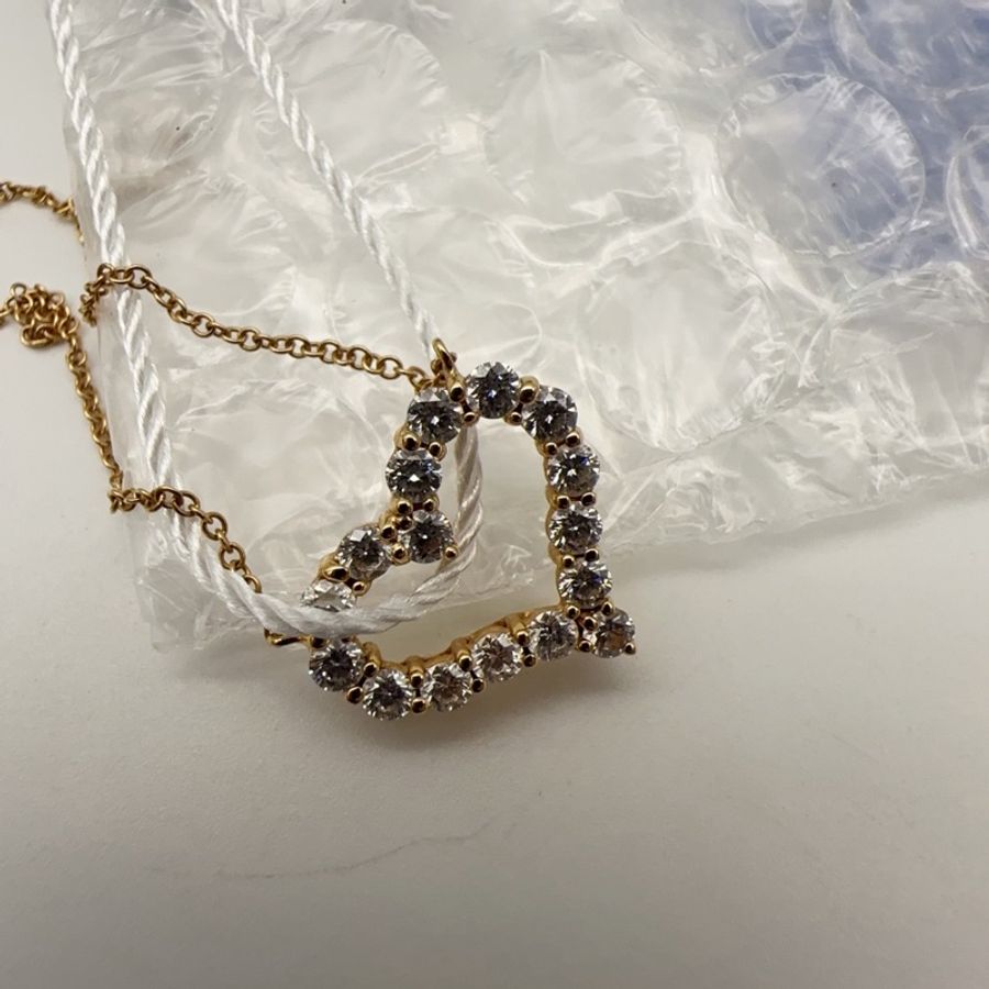Tiffany & Co.蒂芙尼 愛心 滿鑽 項鍊 中號 直徑15mm 附件盒子-4