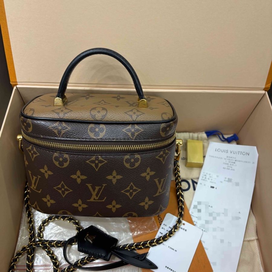 LV路易威登 vanity 老花焦糖拼色化妝包 純芯片 24年全套帶票-1