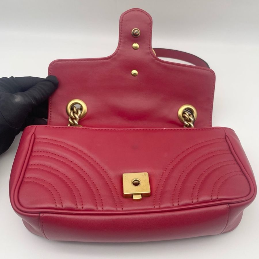 Gucci古驰marmont马蒙22 红色 金扣02黑标-5