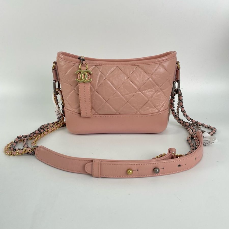Chanel • 經典Gabrielle 櫻花粉牛皮小號流浪包-3