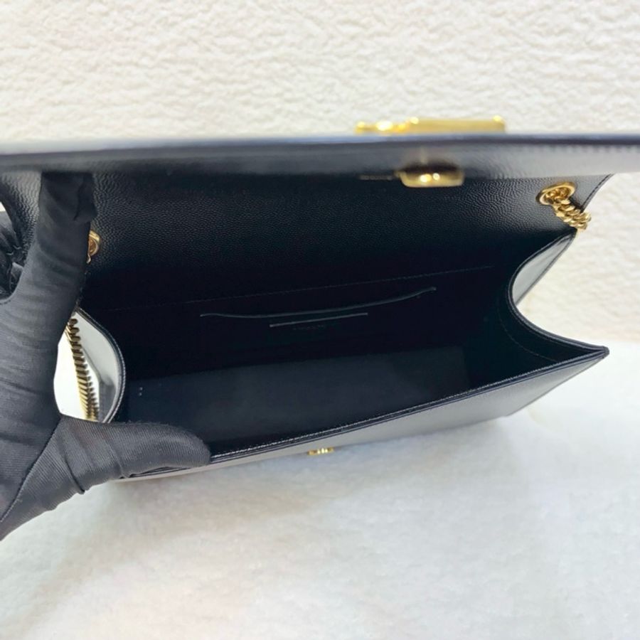 Saint Laurent YSL 黑色 粒面牛皮 Kate 中型 鍊條包 肩背包 斜背包 金釦 364021-9