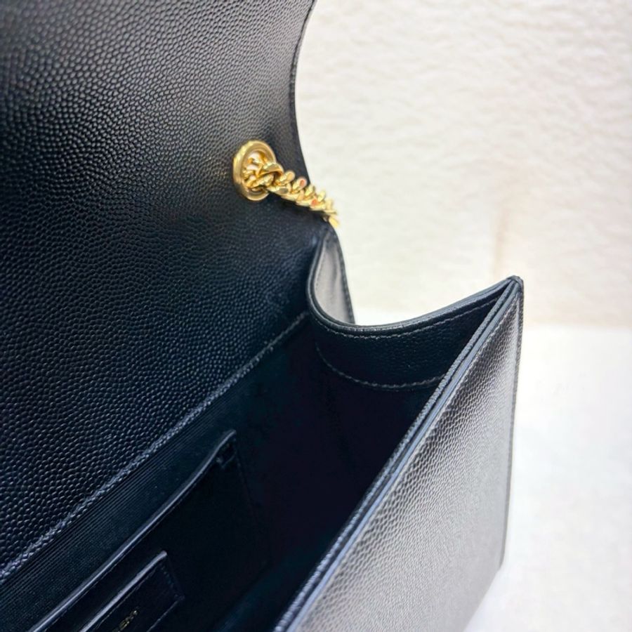 Saint Laurent YSL 黑色 粒面牛皮 Kate 中型 鍊條包 肩背包 斜背包 金釦 364021-11