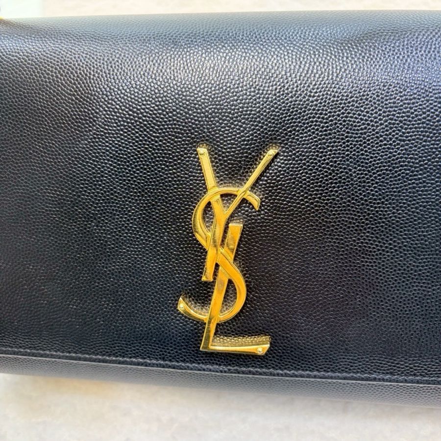 Saint Laurent YSL 黑色 粒面牛皮 Kate 中型 鍊條包 肩背包 斜背包 金釦 364021-12