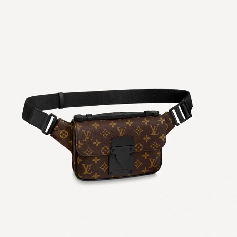 LV 路易威登 原花 Monogram Macassar 黑色 牛皮 S Lock Sling 手提包 胸包 斜背包 M45807-5