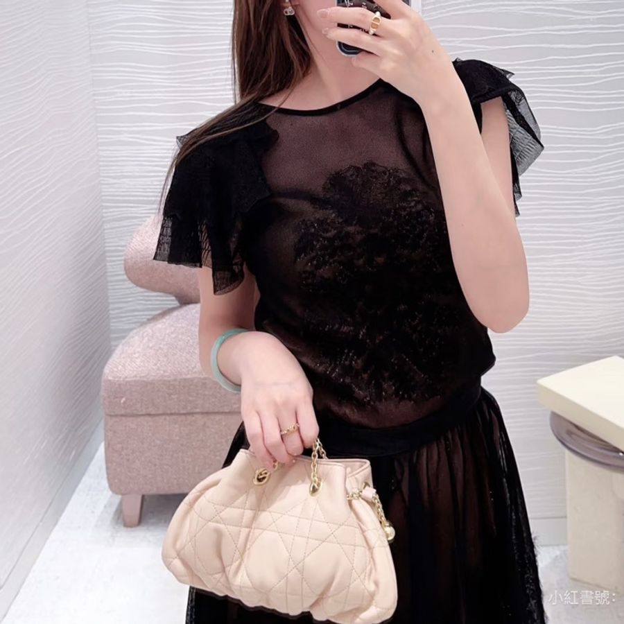 Dior 迪奧Summer系列 AMMI 裸色 雙金球 餃子包 斜背包 肩背包 手提包-5