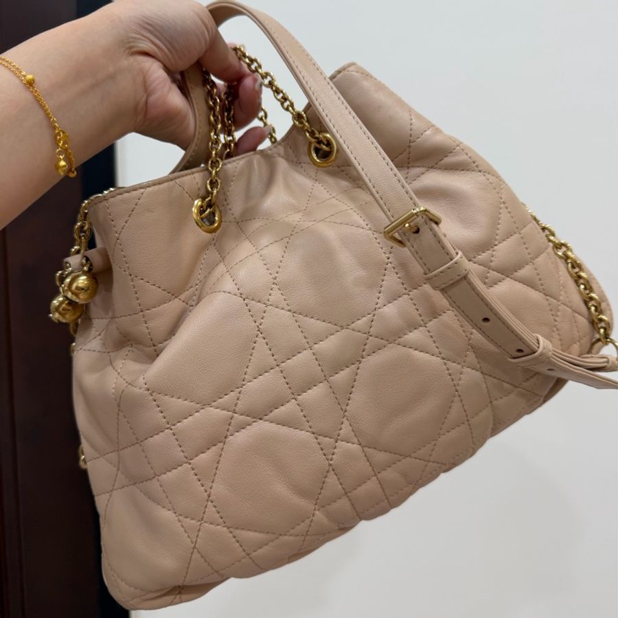 Dior 迪奧Summer系列 AMMI 裸色 雙金球 餃子包 斜背包 肩背包 手提包-12