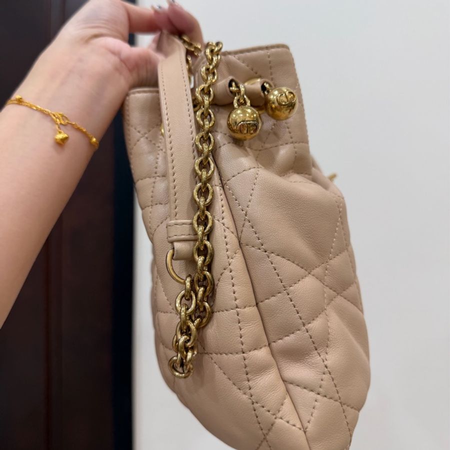 Dior 迪奧Summer系列 AMMI 裸色 雙金球 餃子包 斜背包 肩背包 手提包-14