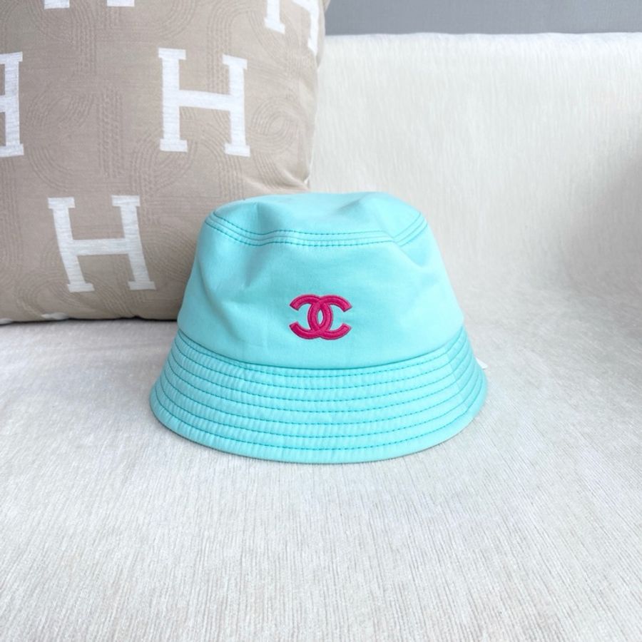 Chanel • 經典薄荷綠拼芭比粉大Logo帆布漁夫帽-2