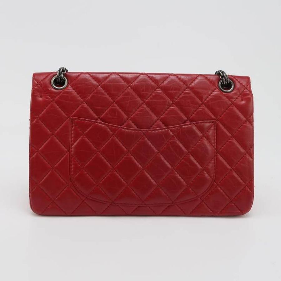 Chanel 2.55 Flag Bag 季節限定款大牛皮菱格絎縫長方形旋扣單肩包-4