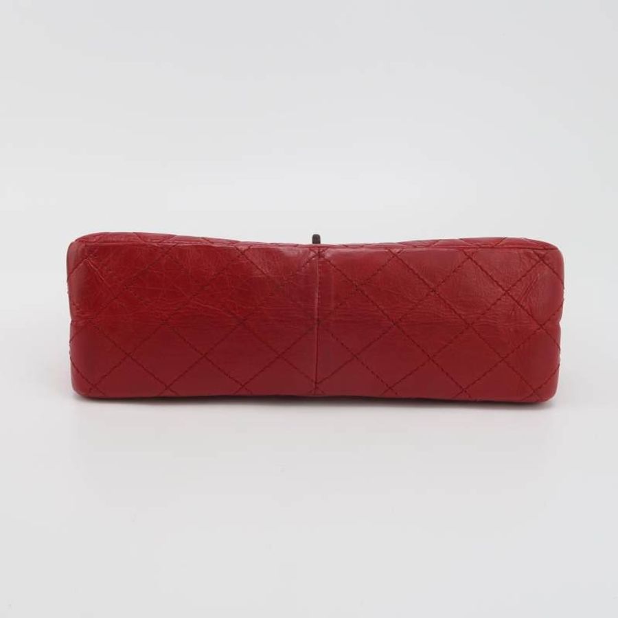 Chanel 2.55 Flag Bag 季節限定款大牛皮菱格絎縫長方形旋扣單肩包-5