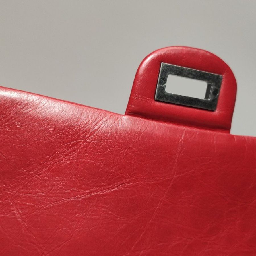 Chanel 2.55 Flag Bag 季節限定款大牛皮菱格絎縫長方形旋扣單肩包-10