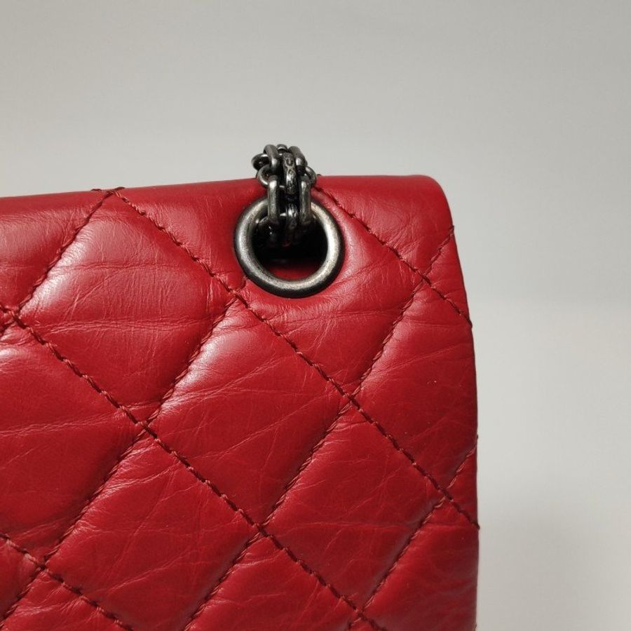 Chanel 2.55 Flag Bag 季節限定款大牛皮菱格絎縫長方形旋扣單肩包-13