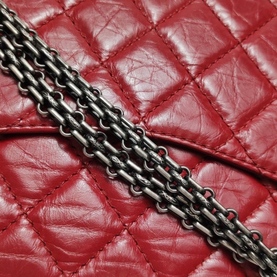 Chanel 2.55 Flag Bag 季節限定款大牛皮菱格絎縫長方形旋扣單肩包-14