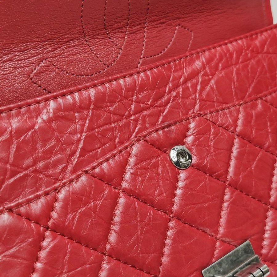 Chanel 2.55 Flag Bag 季節限定款大牛皮菱格絎縫長方形旋扣單肩包-21