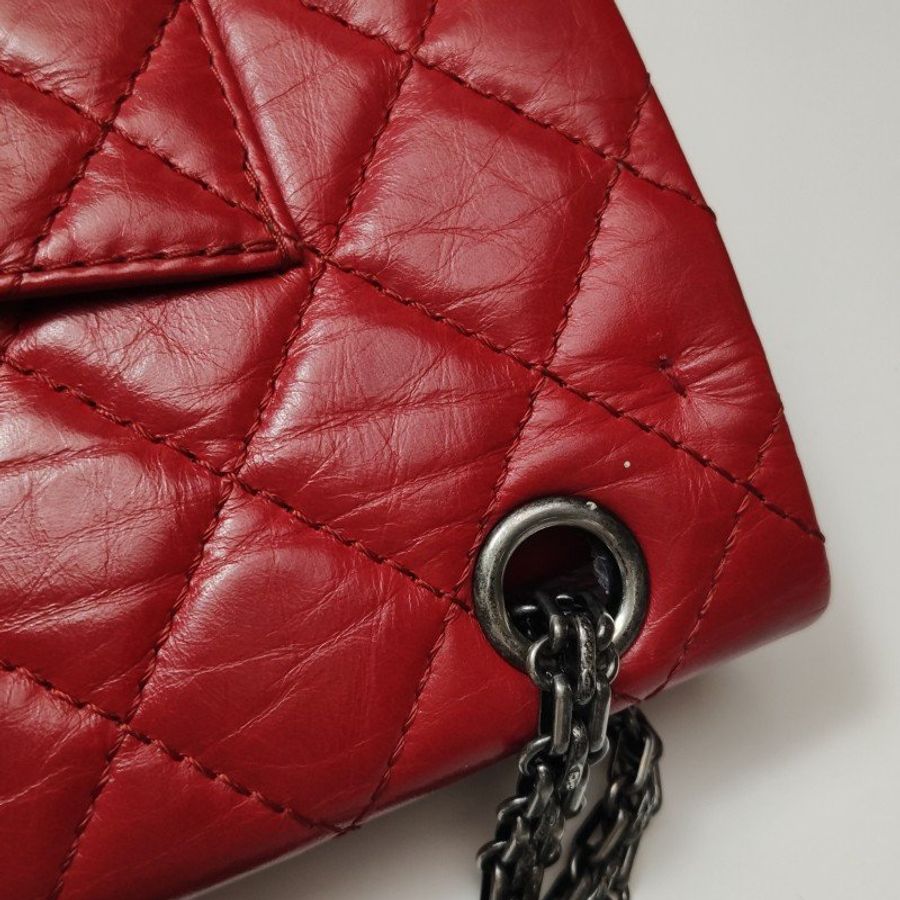 Chanel 2.55 Flag Bag 季節限定款大牛皮菱格絎縫長方形旋扣單肩包-22