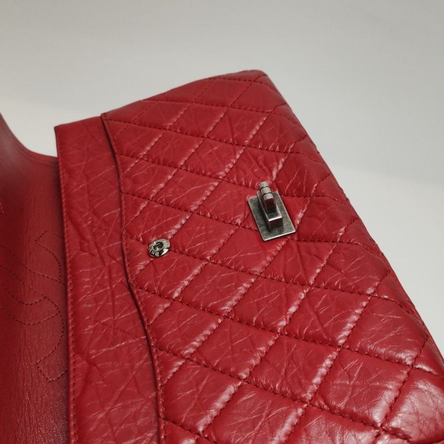 Chanel 2.55 Flag Bag 季節限定款大牛皮菱格絎縫長方形旋扣單肩包-27
