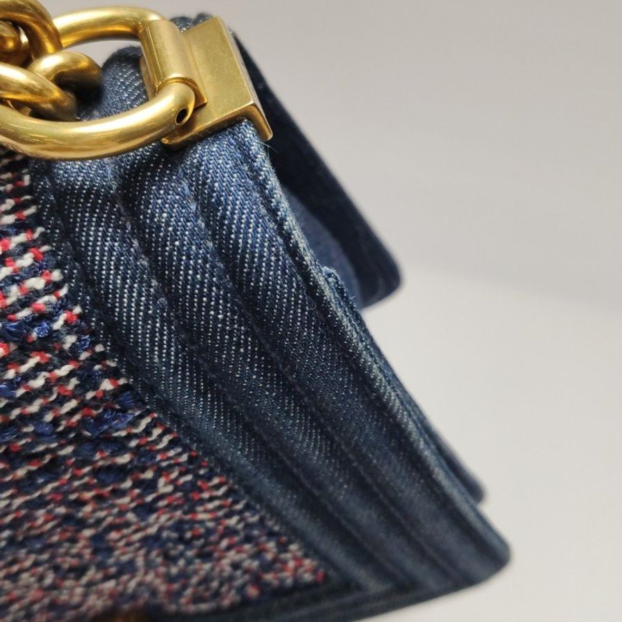 Chanel Leboy 季節限定款小號帆布拼色方形雙C鎖扣單肩包斜挎包-15