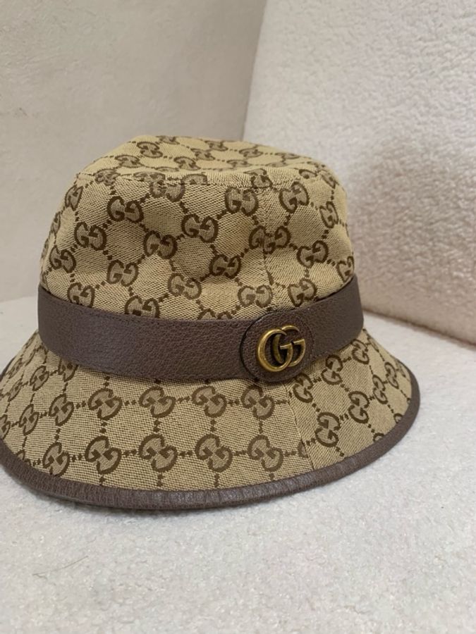 Gucci • 經典老花拼皮金釦漁夫帽-1