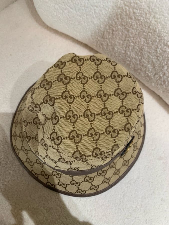 Gucci • 經典老花拼皮金釦漁夫帽-4