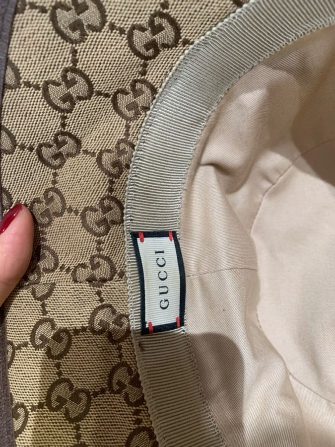 Gucci • 經典老花拼皮金釦漁夫帽-5
