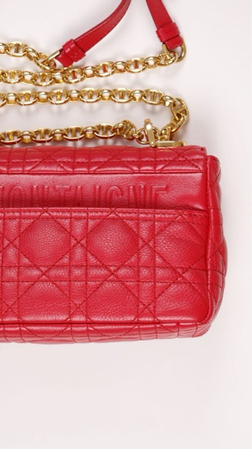 Dior红金Cro菱格纹雕花链单肩包-13