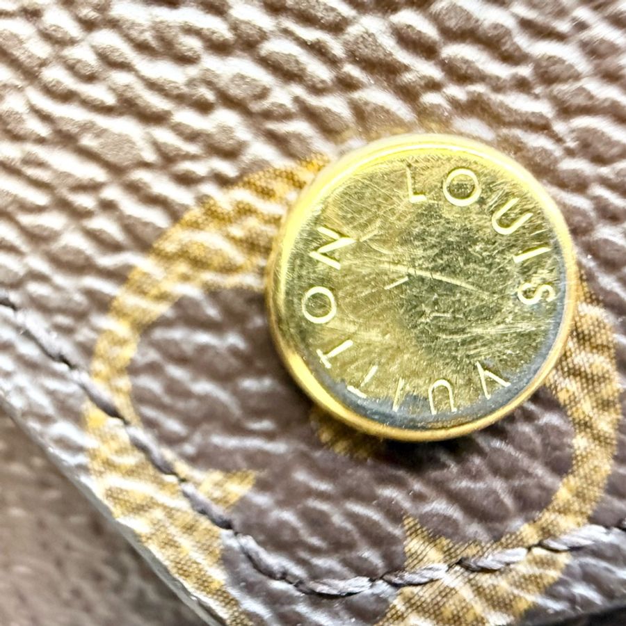LV原花金釦內裏咖啡三折短夾 M62472-6