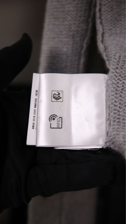 MIU MIU灰色山羊绒荷叶滚边针织开衫外套-36