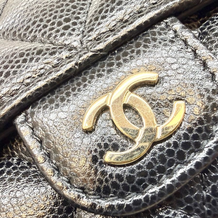 CHANEL 🖤黑荔枝紋mini三折短夾AP0230-10