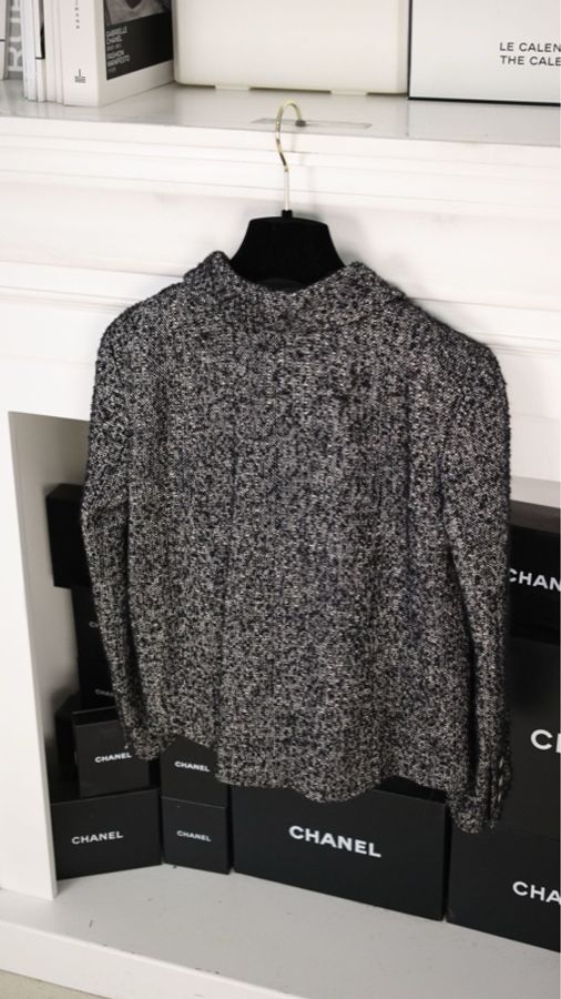 Chanel 14年达拉斯系列黑白雪花两口袋上衣外套-11