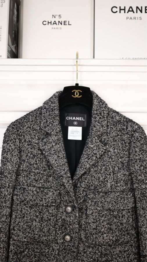 Chanel 14年达拉斯系列黑白雪花两口袋上衣外套-12