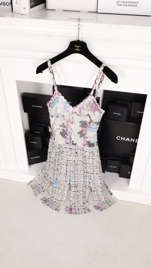 Chanel 07年秀款涂鸦编织流苏吊带连衣裙-7