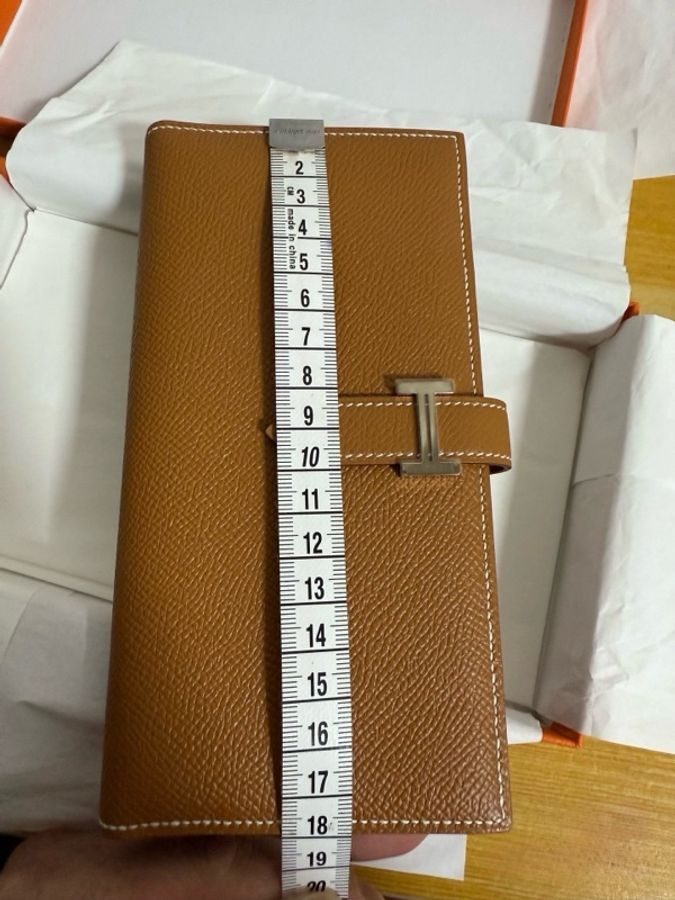 9.9新 Hermès Bearn H 經典長夾 Epsom 棕色 銀釦 簡約耐看-0