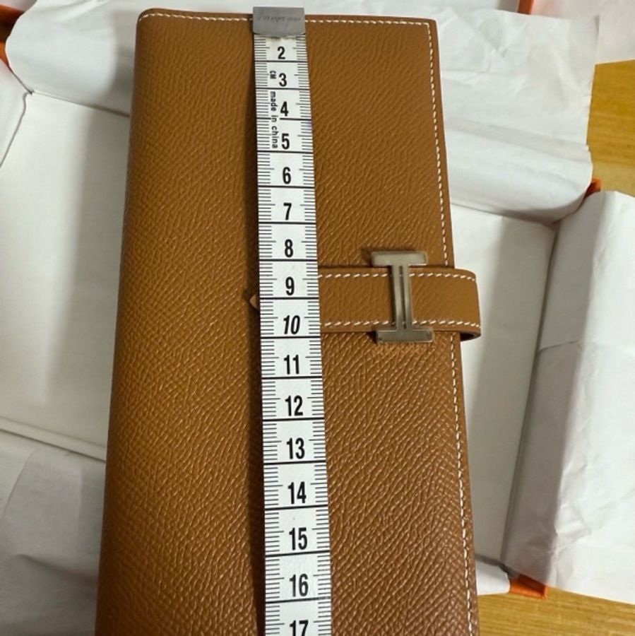 9.9新 Hermès Bearn H 經典長夾 Epsom 棕色 銀釦 簡約耐看-5