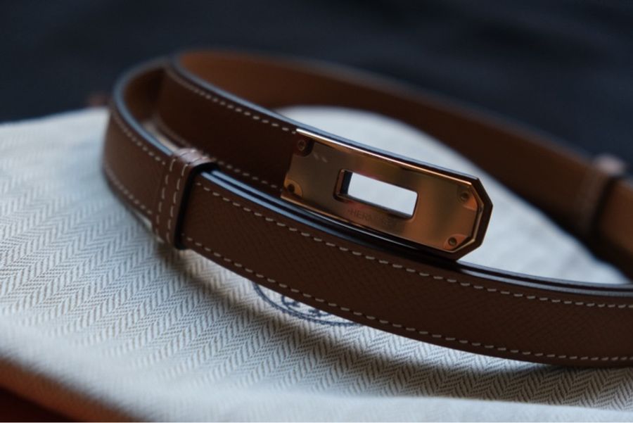 全新 Hermès Kelly 18 belt 金棕色+玫瑰金扣-3