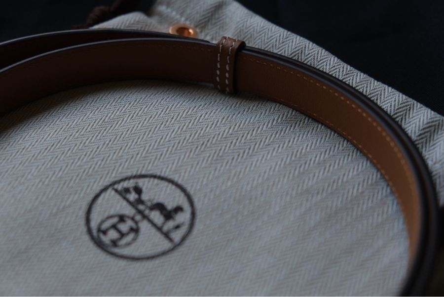 全新 Hermès Kelly 18 belt 金棕色+玫瑰金扣-4