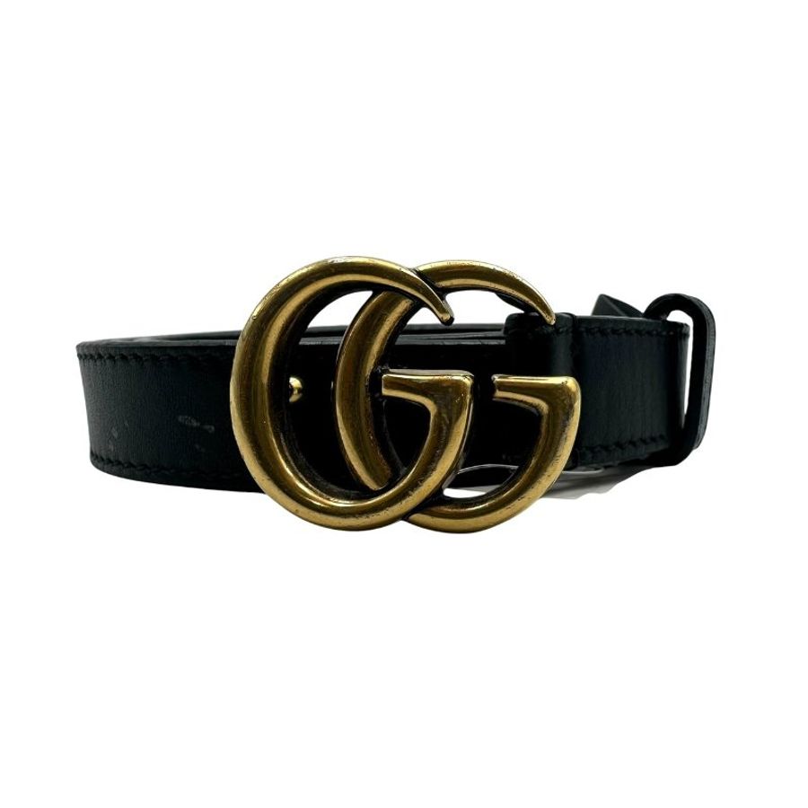 【美收精品】Gucci 黑色皮帶 C-715【隔月月中將轉賣至日本 上架期限30天】-0