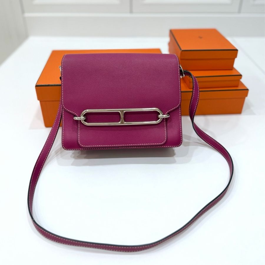 hermes 愛馬仕 roulis mini 海葵紫 豬鼻子 斜背包 肩背包 側背包-0