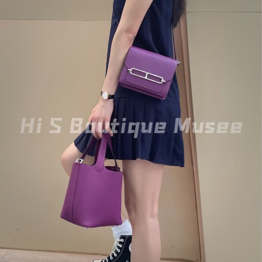 hermes 愛馬仕 roulis mini 海葵紫 豬鼻子 斜背包 肩背包 側背包-2