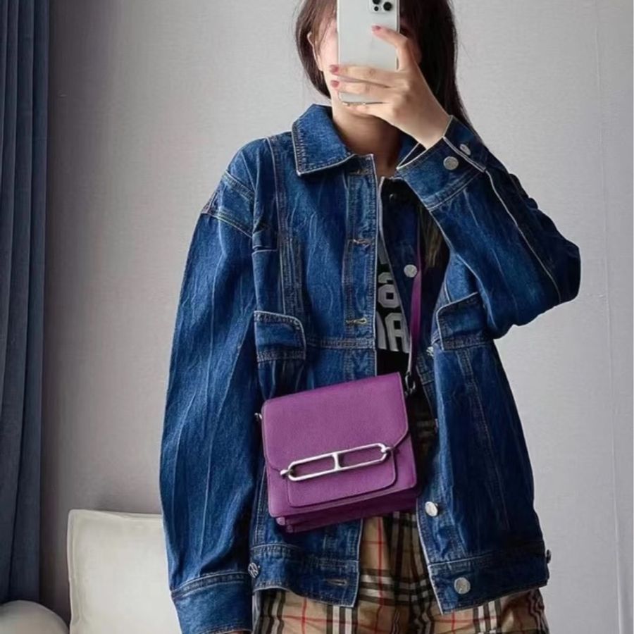 hermes 愛馬仕 roulis mini 海葵紫 豬鼻子 斜背包 肩背包 側背包-3