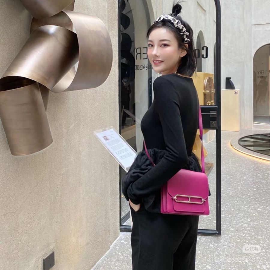 hermes 愛馬仕 roulis mini 海葵紫 豬鼻子 斜背包 肩背包 側背包-7
