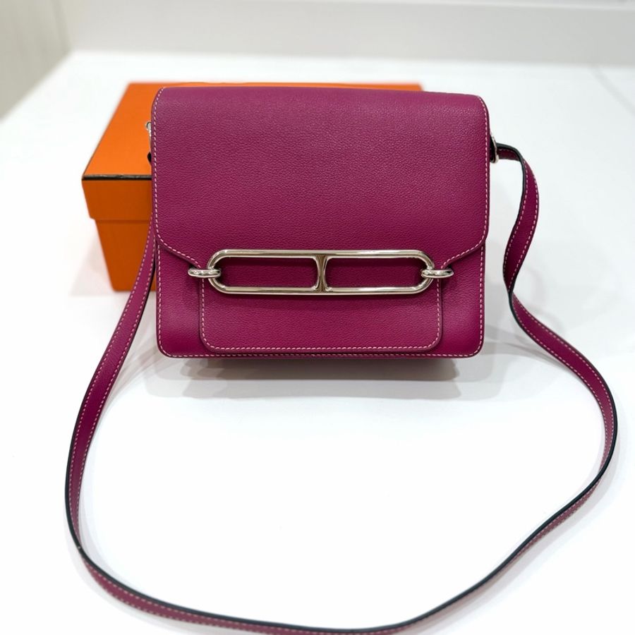 hermes 愛馬仕 roulis mini 海葵紫 豬鼻子 斜背包 肩背包 側背包-8