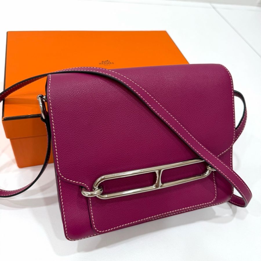 hermes 愛馬仕 roulis mini 海葵紫 豬鼻子 斜背包 肩背包 側背包-9