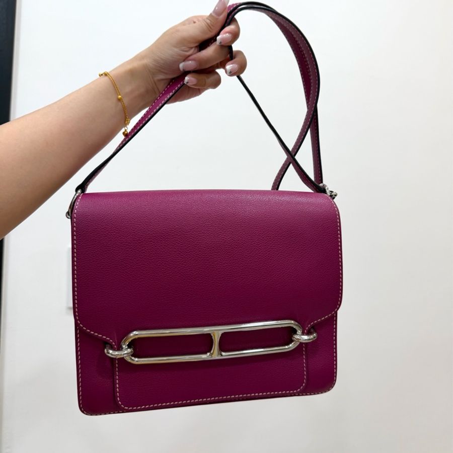 hermes 愛馬仕 roulis mini 海葵紫 豬鼻子 斜背包 肩背包 側背包-10