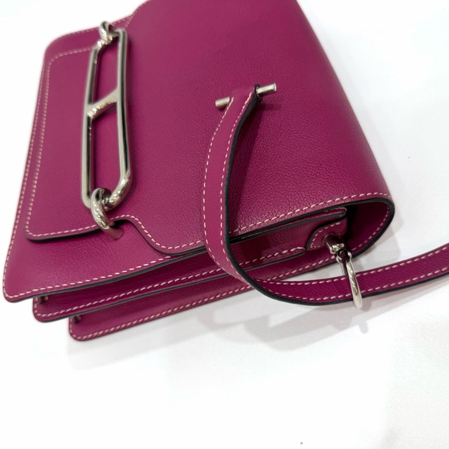 hermes 愛馬仕 roulis mini 海葵紫 豬鼻子 斜背包 肩背包 側背包-11