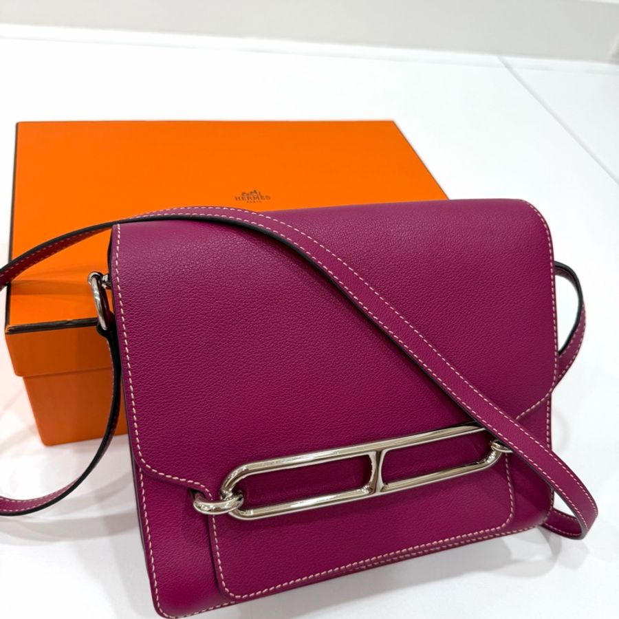 hermes 愛馬仕 roulis mini 海葵紫 豬鼻子 斜背包 肩背包 側背包-12