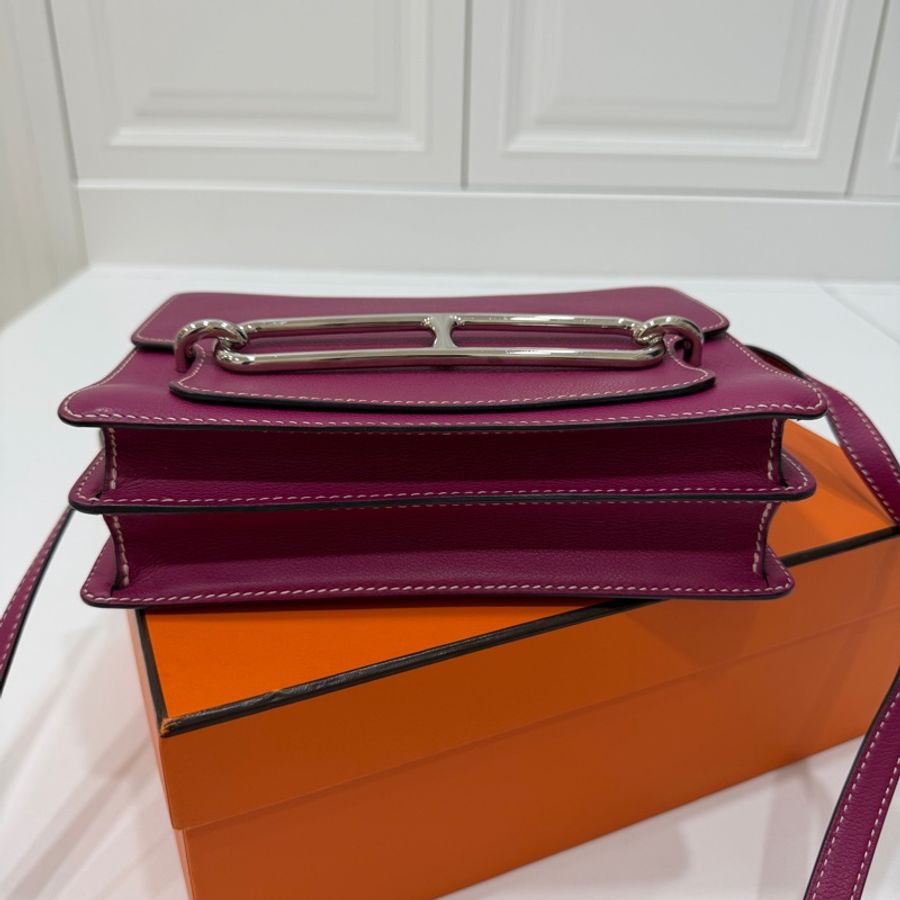 hermes 愛馬仕 roulis mini 海葵紫 豬鼻子 斜背包 肩背包 側背包-13