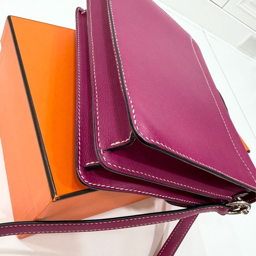 hermes 愛馬仕 roulis mini 海葵紫 豬鼻子 斜背包 肩背包 側背包-16