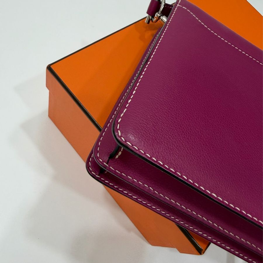 hermes 愛馬仕 roulis mini 海葵紫 豬鼻子 斜背包 肩背包 側背包-17