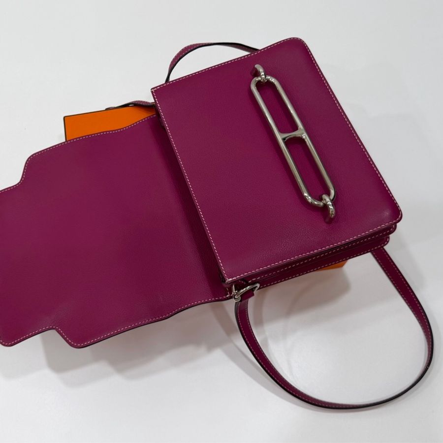 hermes 愛馬仕 roulis mini 海葵紫 豬鼻子 斜背包 肩背包 側背包-21